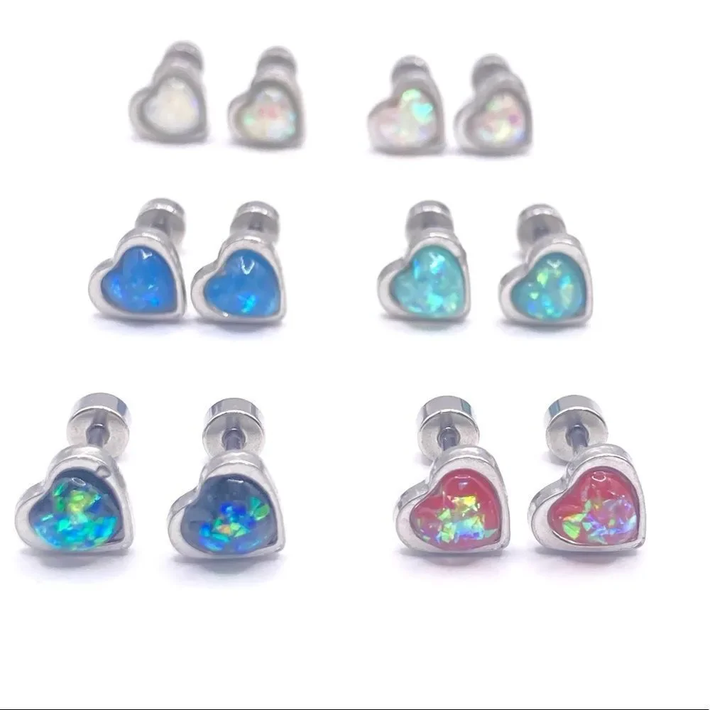 Set of 6 10g cartilage stud earrings